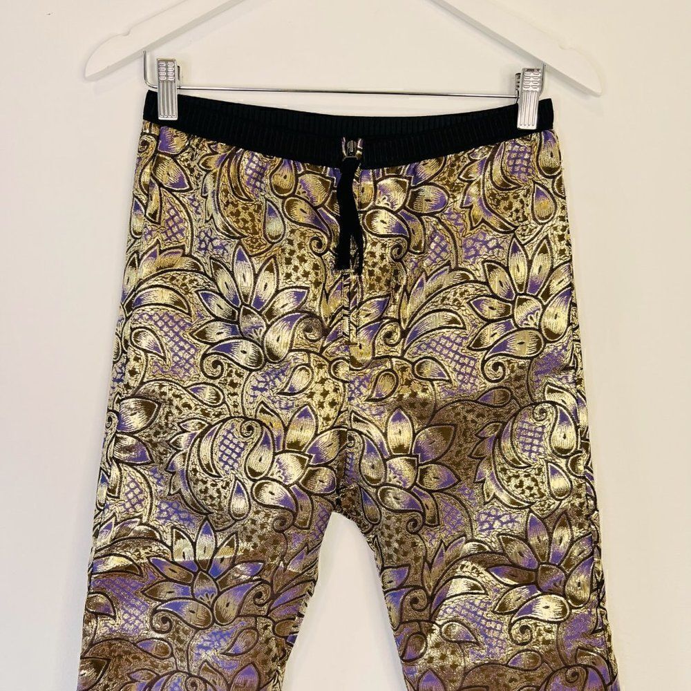 Marni x H&M Metallic Purple and Gold Cropped Brocade Pants - Picture 4 of 8